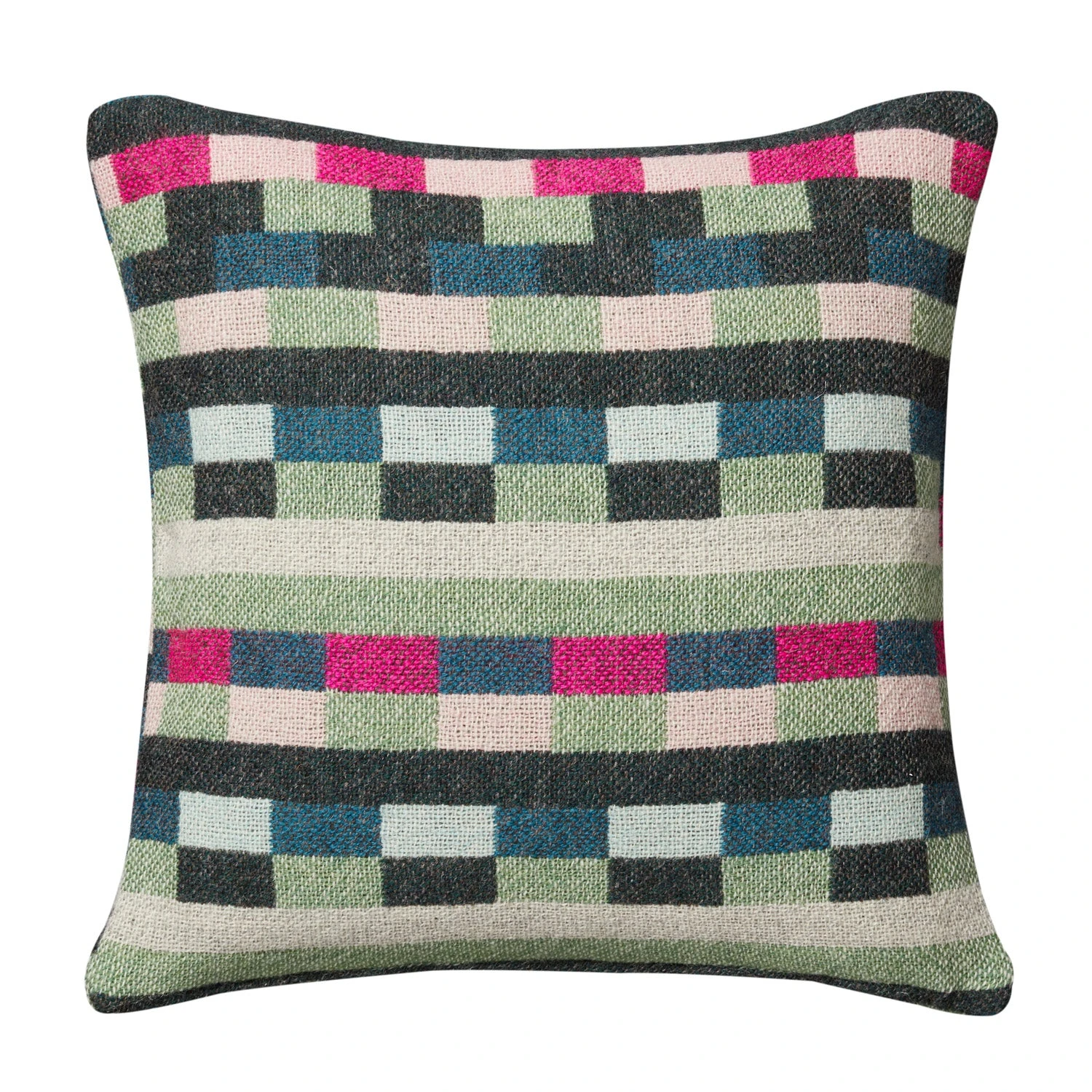 Donna Wilson Glitch Woven Square Cushion - Forest Green 1 Donna Wilson Glitch Woven Square Cushion - Forest Green