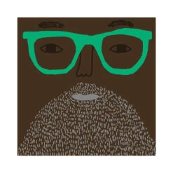Donna Wilson Bespoke Johnny Square Cushion -Donnawilson Shop JohnnyDeepSkinGreenGlassesGreyBeard