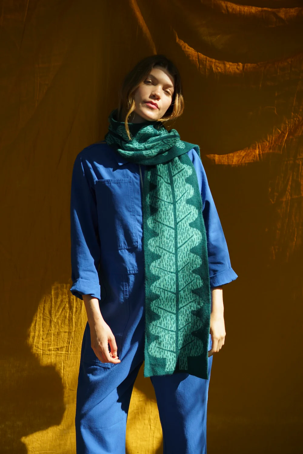 Donnawilson Shop -Donnawilson Shop LeafScarfGreen S1 AW25 Heks LoRes